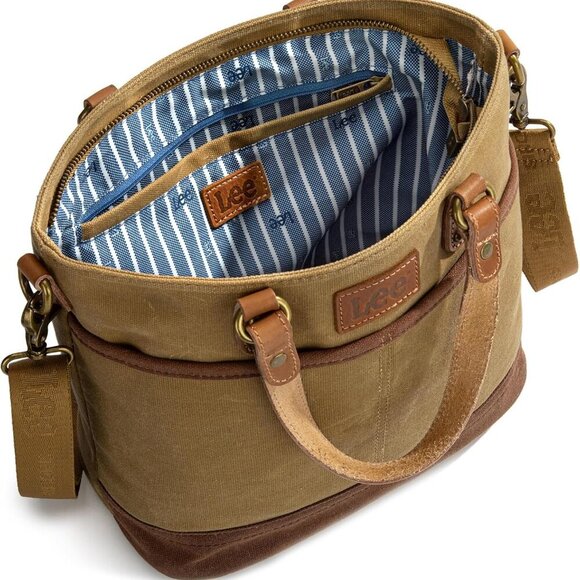 x Lee Waxed Canvas Tote Bag for Women Work Small Vintage Shoulder Bag and Handba - Picture 3 of 7